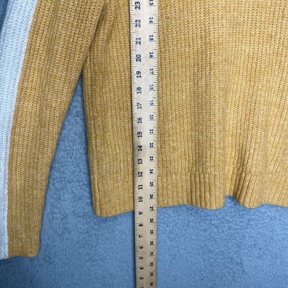 Abercrombie & Fitch womens yellow mock neck sweater stretch tight knit simple - Picture 8 of 9